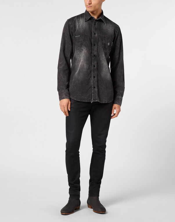 Denim Shirt Long-Sleeve Skull&Bones