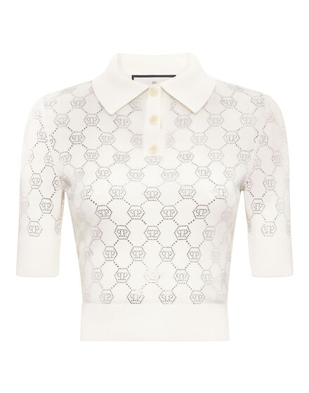 Knitted Strass Polo-Neck SS Monogram