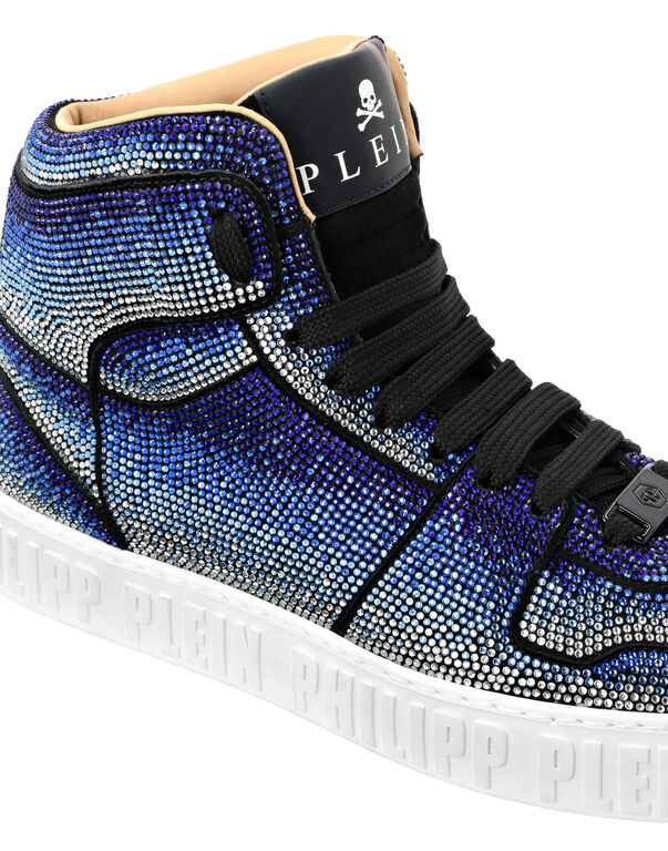 Suede Hi-Top Sneakers Strass Studs