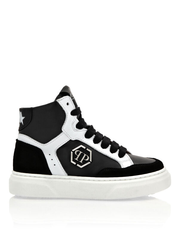 LEATHER HI-TOP SNEAKERS HEXAGON