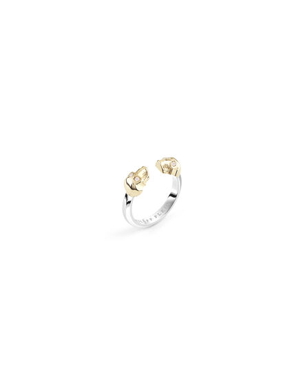 RING CRYSTAL 2T SS IP 3D SKULL