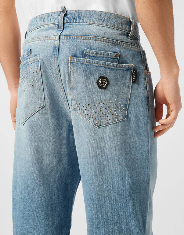 Denim Beach Boy Fit Trousers Studs