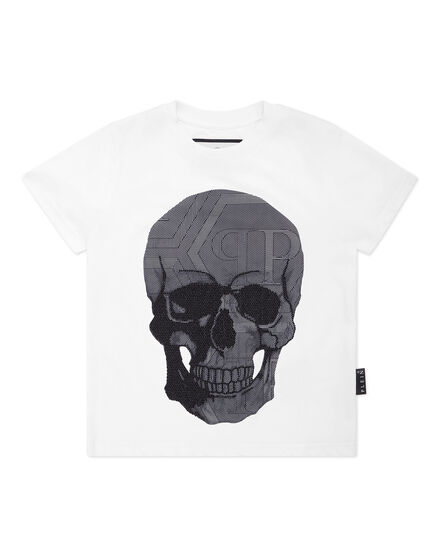 Jersey T-shirt Round Neck SS Strass Skull