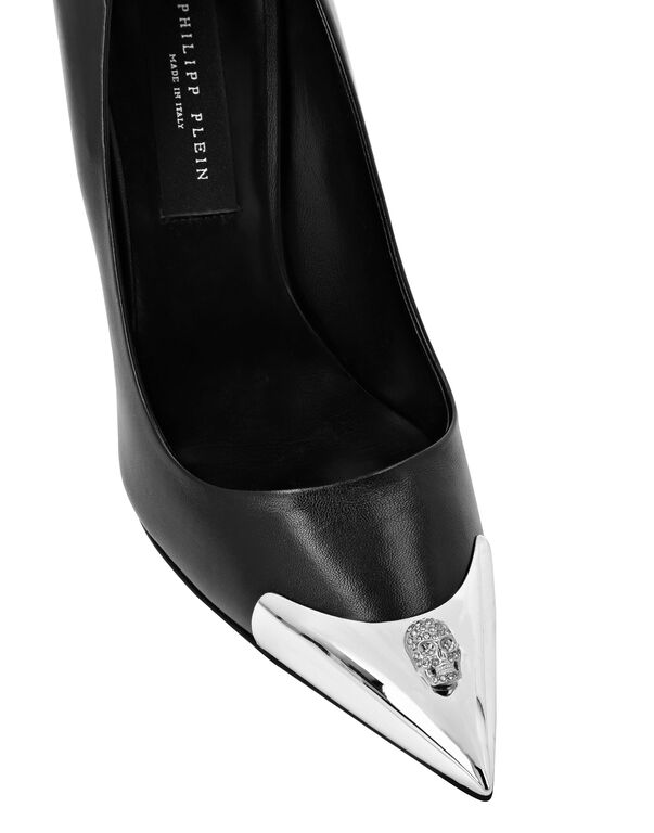 Leather Decollete Hi-Heels Skull strass