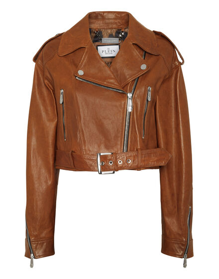 Leather Biker Jacket Vintage Moon