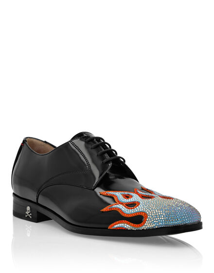 Lace Up Shoes Strass Flame