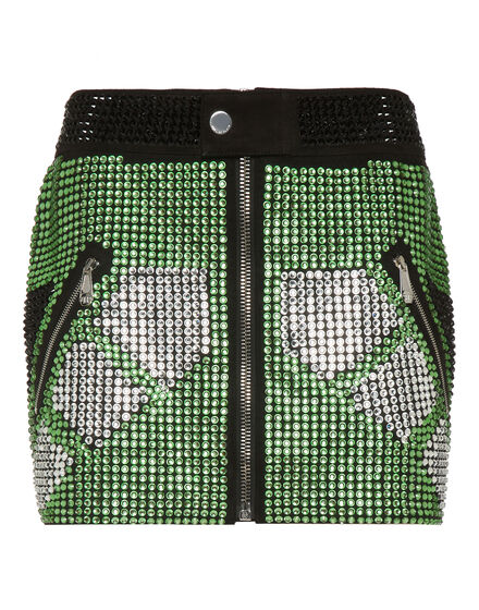 Leather Strass  Skirt Mini Crystal